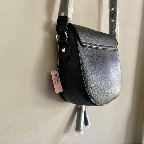 NWT Victoria’s Secret Black Gold Studded Crossbody Saddle Bag Purse - Picture 8 of 16